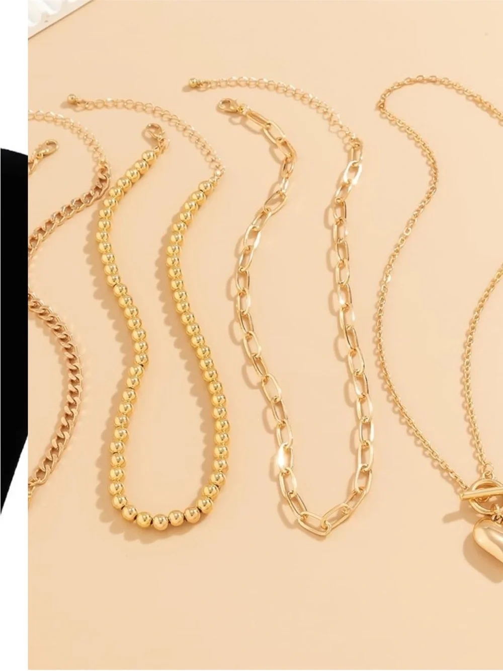24k Gold Plated Layered Gold Heart Charm Necklace new